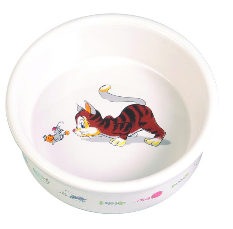 4007 Ceramic cat bowl with motif, 0.2 l/diam. 12 cm, white