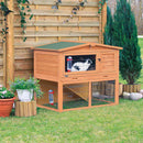 62321 natura small animal hutch with outdoor run, 124 x 102 x 78 cm, brown