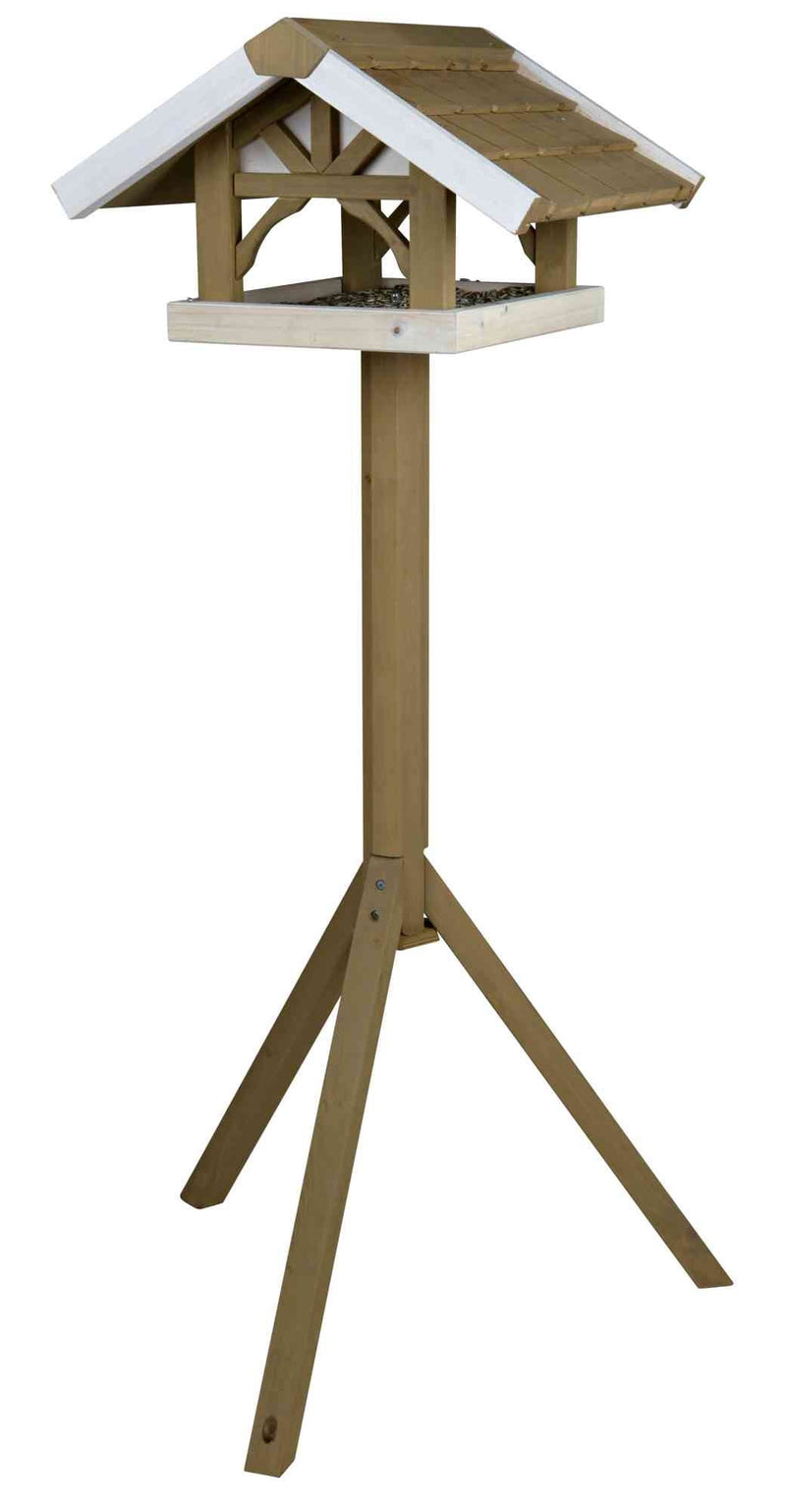 55802 natura bird feeder with stand, 45 x 28 x 44 cm/1.25 m, grey/white