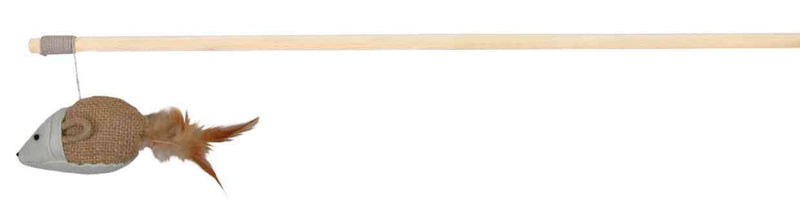 45804 Playing rod mouse with feathers, 50 cm