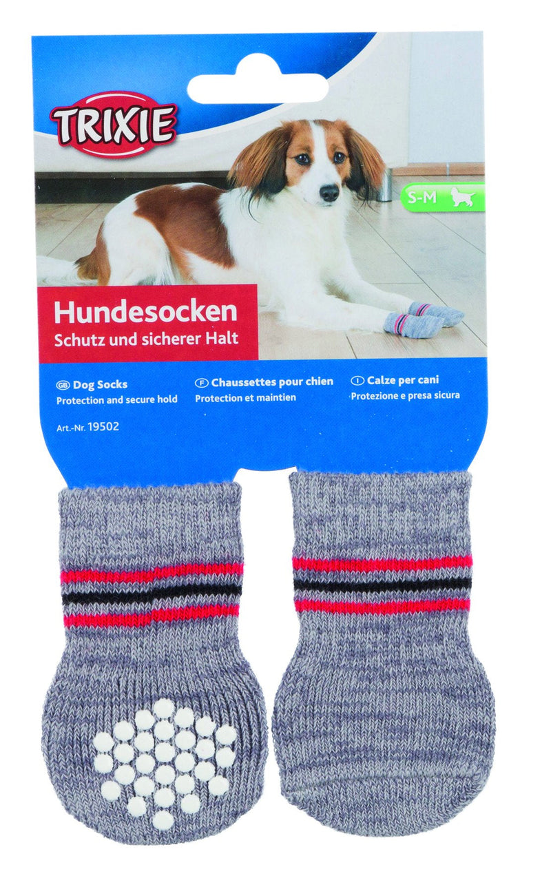 19502 Dog socks, non-slip, S-M, 2 pcs., grey