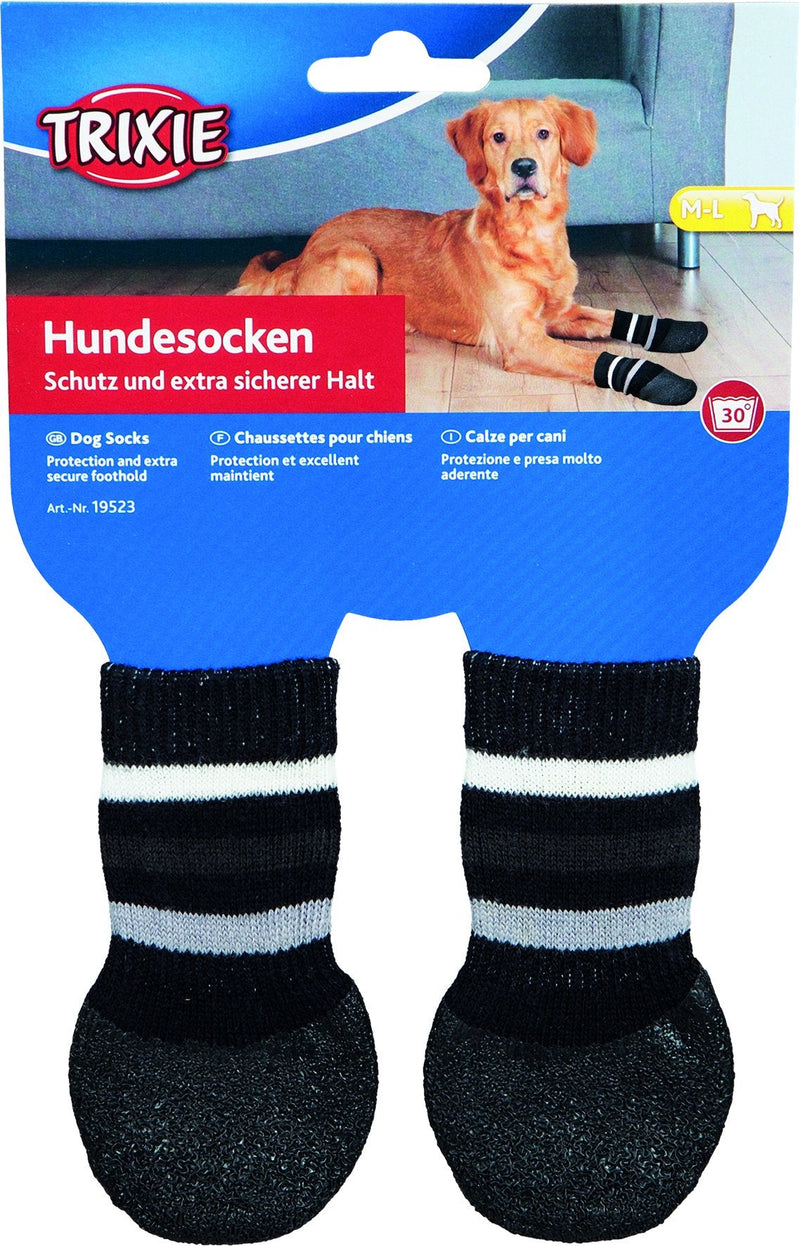 19523 Dog socks, non-slip, M-L, 2 pcs., black