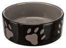 24532 Ceramic bowl, with paw prints, 0.8 l/diam. 16 cm, brown/cream