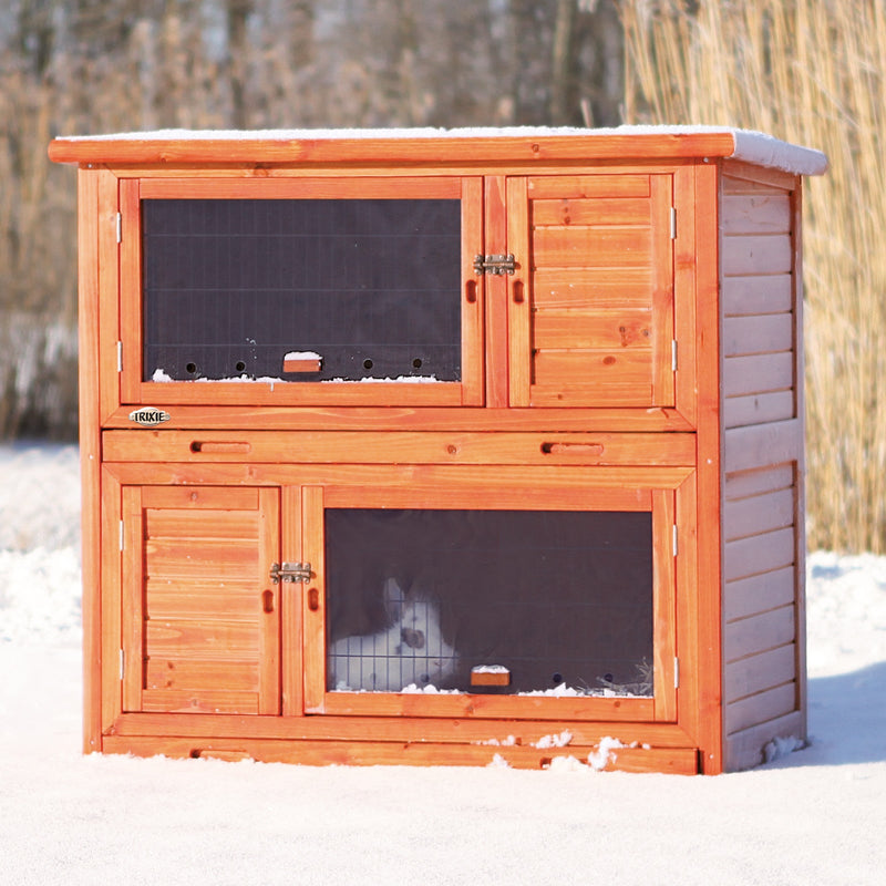 62404 natura small animal hutch with insulation, 116 x 113 x 65 cm, brown