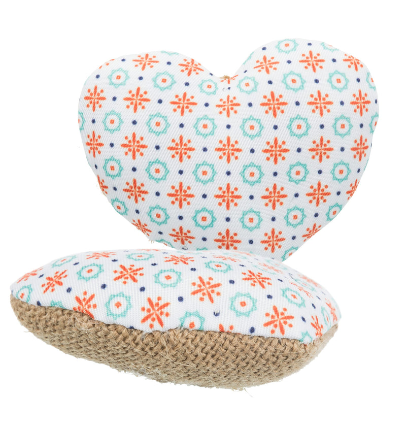 40783 Heart, jute/fabric, 8 cm