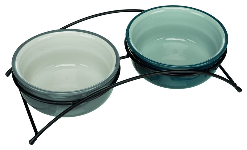 24535 Eat on Feet bowl set, 2 x 0.25 l/diam. 13 cm, petrol/light petrol/grey/light grey