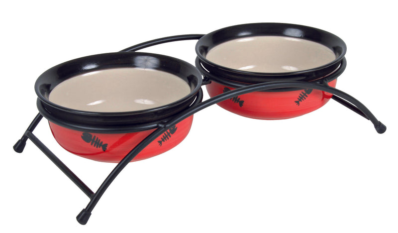 24790 Eat on Feet ceramic bowl set, 2 x 0.3 l/diam. 12 cm, red/black/cream
