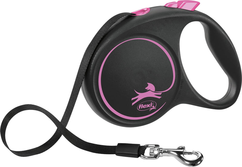 12356 flexi BLACK DESIGN, tape leash, S: 5 m, pink