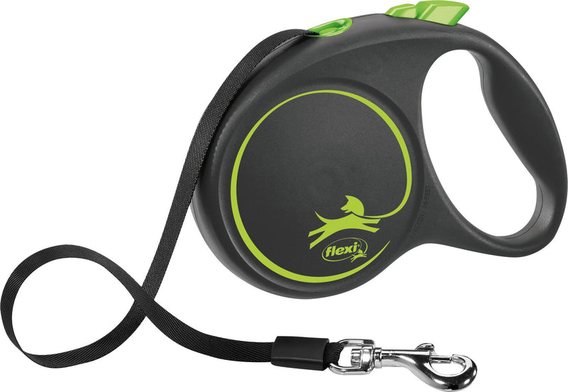 12374 flexi BLACK DESIGN, tape leash, L: 5 m, green