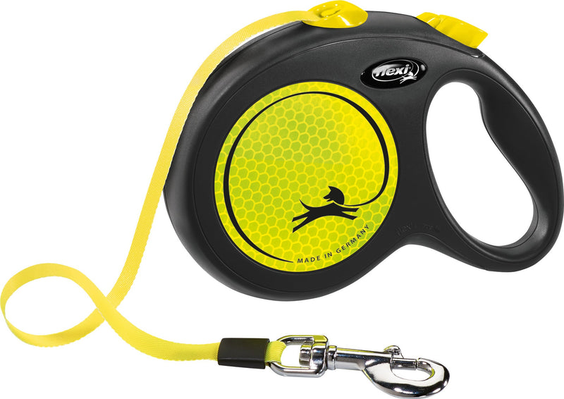 209311 flexi New NEON, tape leash, S: 5 m, black/neon