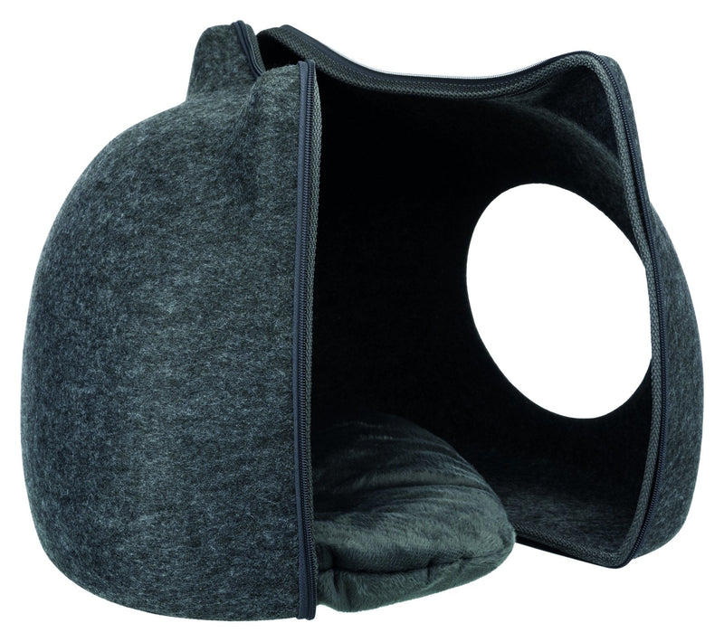 36318 Cat cuddly cave, felt, 38 x 35 x 37 cm, anthracite