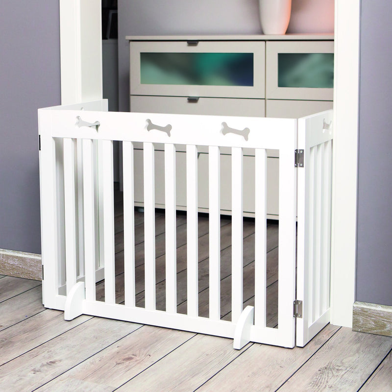 39456 Dog gate, 3-parts, 82-124 x 61 cm, white