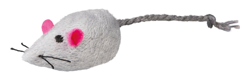 4069 Plush mice with bell, 5 cm, 2 pcs., white/grey