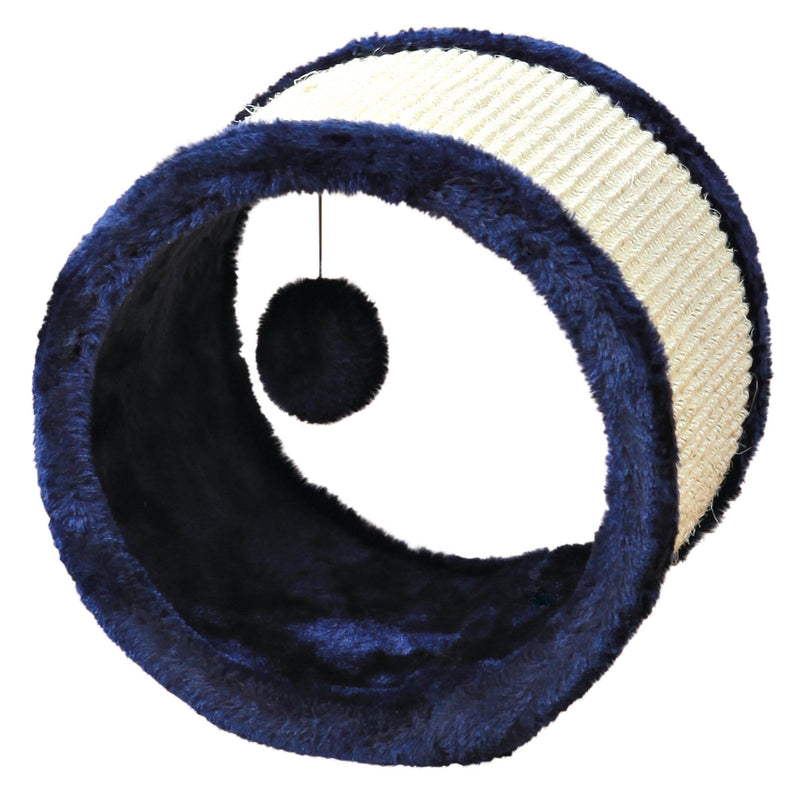 4324 Playing roll, sisal/plush, diam. 23 x 20 cm, blue/natural