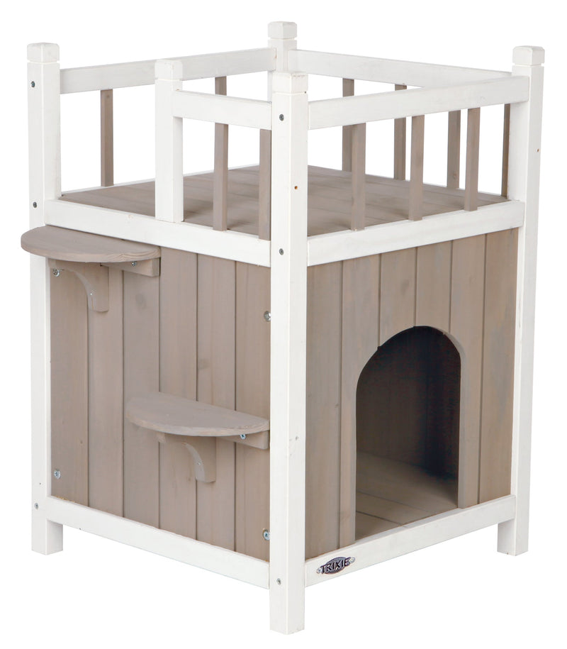 44093 Cat's Home with balcony, 45 x 65 x 45 cm, grey/white