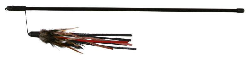 4550 Playing rod with leather straps and feathers, 50 cm