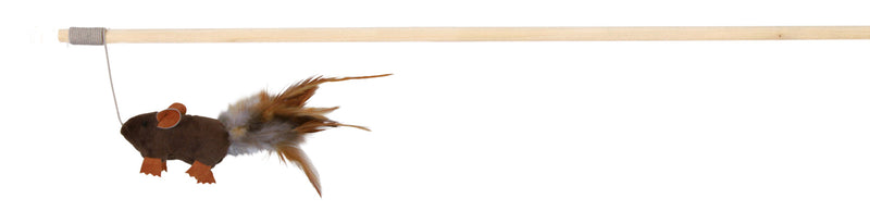 45801 Playing rod mouse with feathers, 50 cm