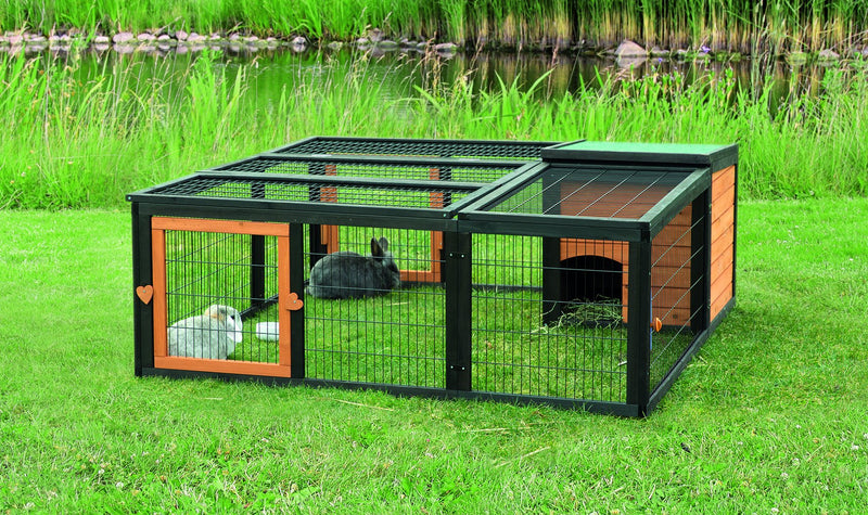 62286 natura outdoor run with retreat option, 150 x 53 x 150 cm, black/brown