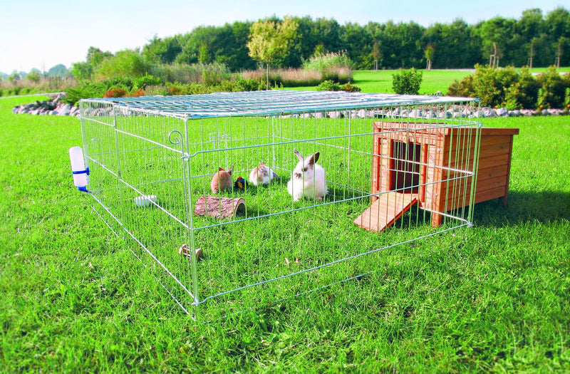 62451 natura outdoor run with cover, galvanized, 144 x 58 x 116 cm