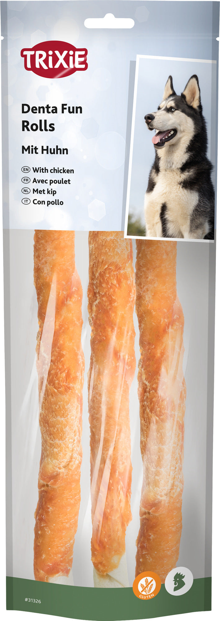 31326 Denta Fun chewing rolls, chicken, 28 cm, 3 pcs/.250 g