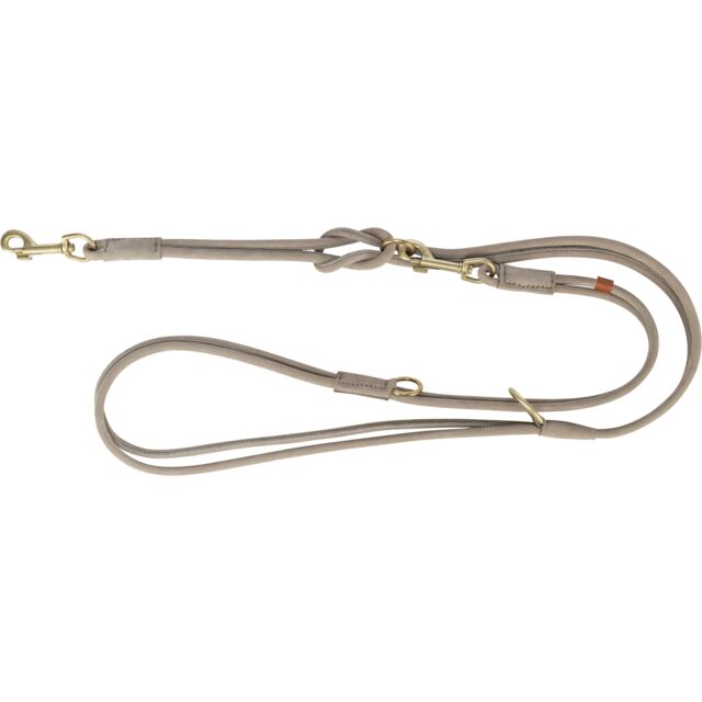1880016 Pure adjustable lead, round-sewn, leather, S: 2 m/10 mm, light grey