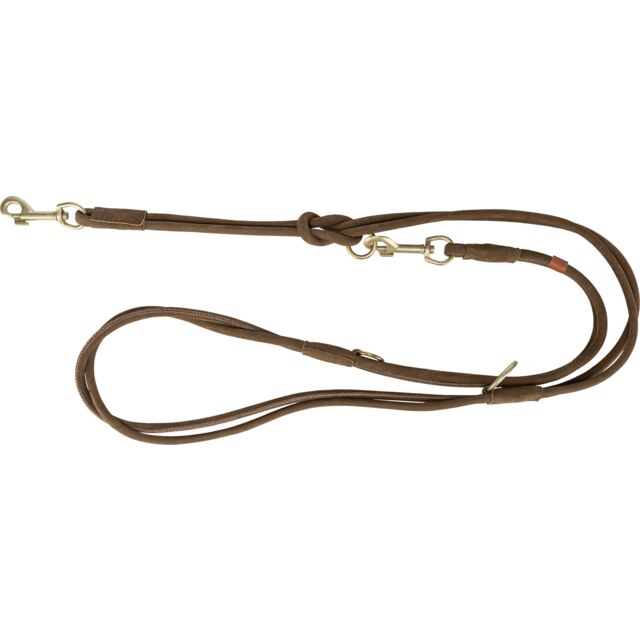 1880026 Pure adjustable lead, round-sewn, leather, S: 2 m/10 mm, brown