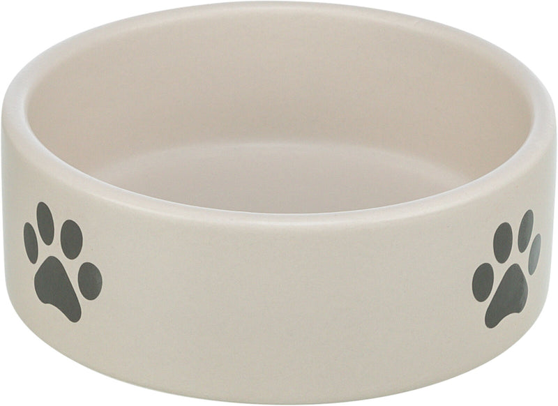 25221 Bowl, paw motif, ceramic, 0.8 l/diam 16 cm, light grey/grey