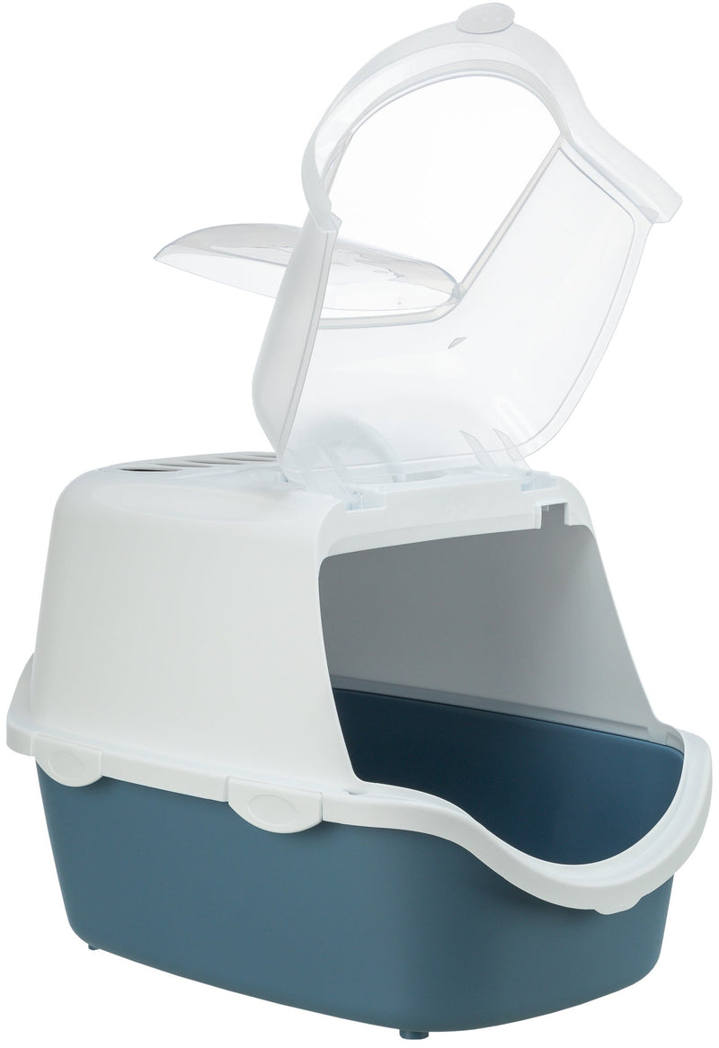 40341 Vico Open Top Litter Tray, with hood, 40 x 40 x 56 cm, blue-grey/white