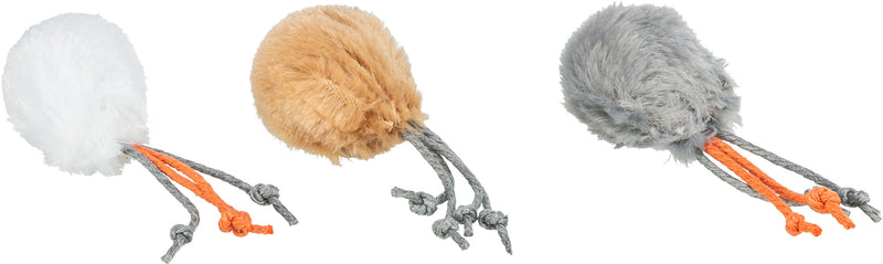 4126 100 plush balls with bell/feather, diam. 4 cm