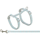 41914 Cat harness with lead, retro, 28-45 cm/10 mm, 1.20 m, grey/blue