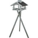 55813 natura bird feeder w. stand & silo, pine wood, 49 x 34 x 45 cm/1.34 m, grey