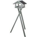 55815 natura bird feeder with stand, pine wood, 41 x 27 x 32 cm/1.27 m, grey