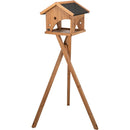 55823 Feeding house with stand, wood 31 x 38 x 32 cm / 1,32 m, brown, 38 x 32 x 31 cm/1.32 m, wood look