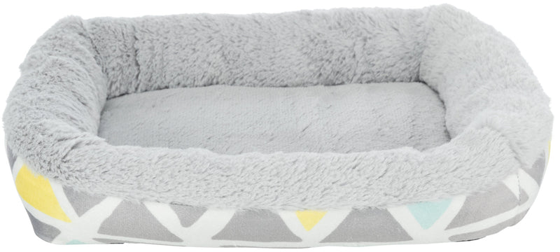 62803 Bunny cuddly bed, square, plush, 38 - 7 - 25 cm, multi coloured//grey