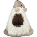 927104 Cave Gnome, round, velvet look,  45 x 47 cm, beige