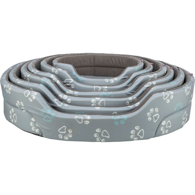 377061 Jimmy bed, cotton look, oval, 45 x 35 cm, light grey/dark grey