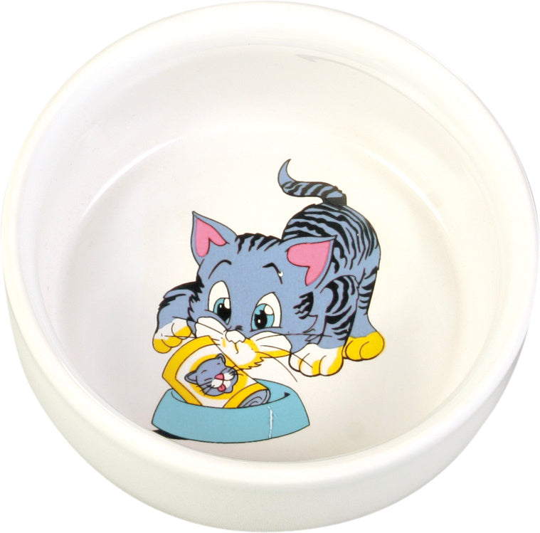 4009 Ceramic cat bowl with motif, 0.3 l/Ç÷ 11 cm, white
