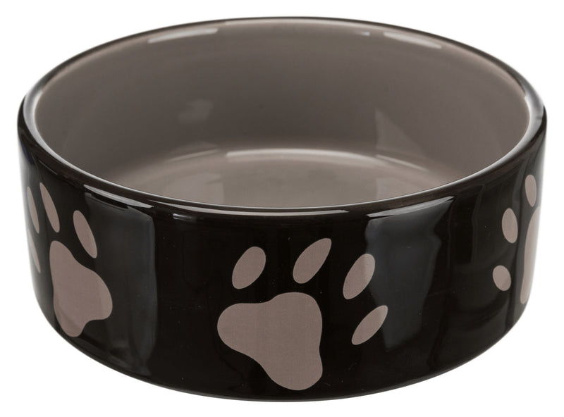 24531 Ceramic bowl, with paw prints, 0.3 l/diam. 12 cm, brown/cream