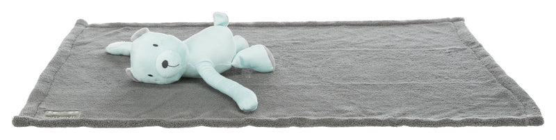 37110 Junior cuddly set blanket/bear, plush, 75 x 50 cm, grey/mint