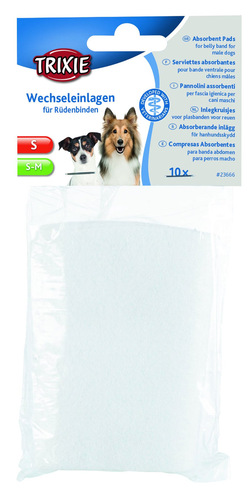 23666 Absorbent pads for belly band for male dogs, S, S-M, 10 pcs.