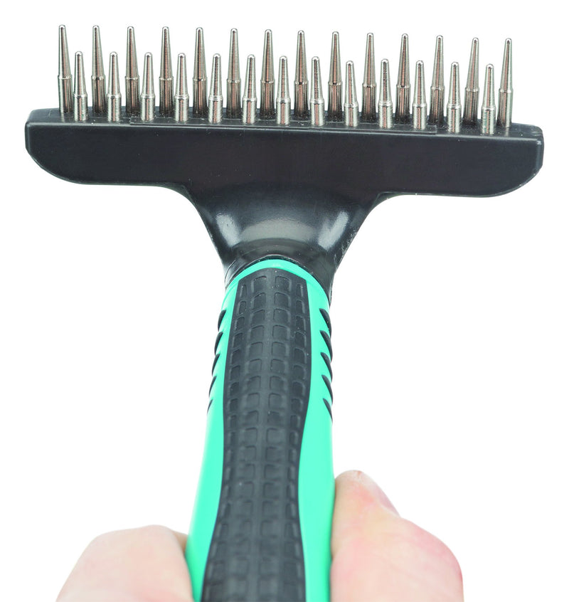 23783 Metal groomer, long hair, two rows, 10 x 15 cm