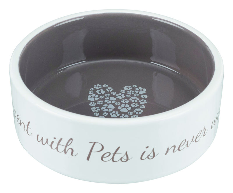 25053 Pet's Home Ceramic bowl, 0.3 l/diam. 12 cm, cream/taupe