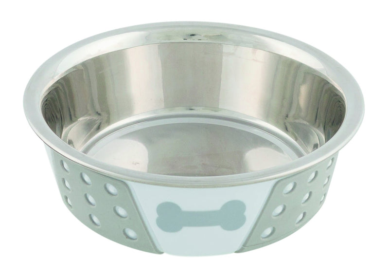 25255 Stainless steel bowl with silicone, 0.4 l/diam. 14 cm, white/grey