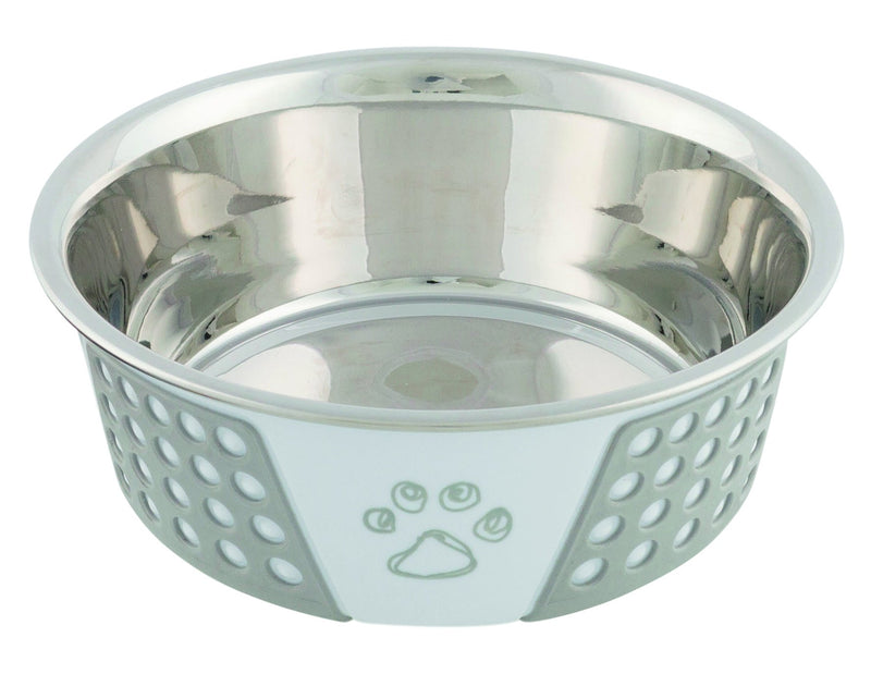 25256 Stainless steel bowl with silicone, 0.75 l/diam. 17 cm, white/grey