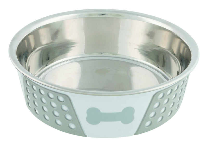 25257 Stainless steel bowl with silicone, 1.4 l/diam. 21 cm, white/grey