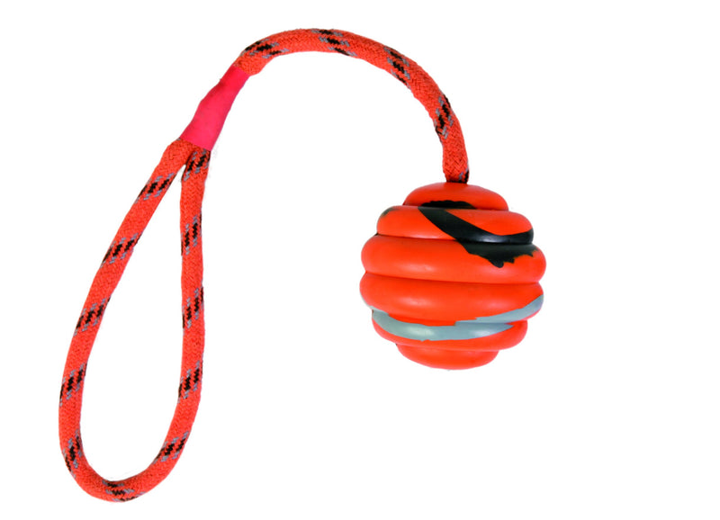 33724 Wavy ball on a rope, natural rubber, diam. 6 cm/30 cm