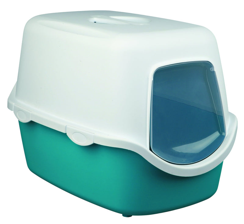 40275 Vico cat litter tray, with hood, 40 x 40 x 56 cm, turquoise/white