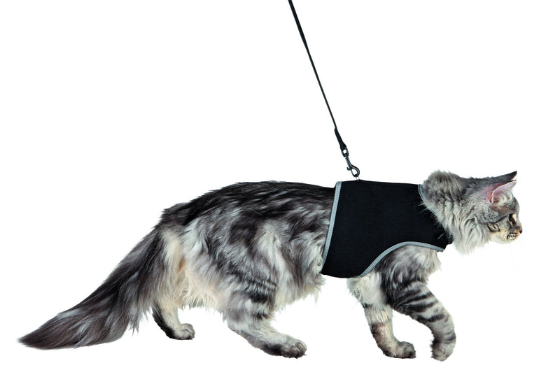 41895 Soft harness with leash for cats, XL, 36-54 cm, 1.20 m, black
