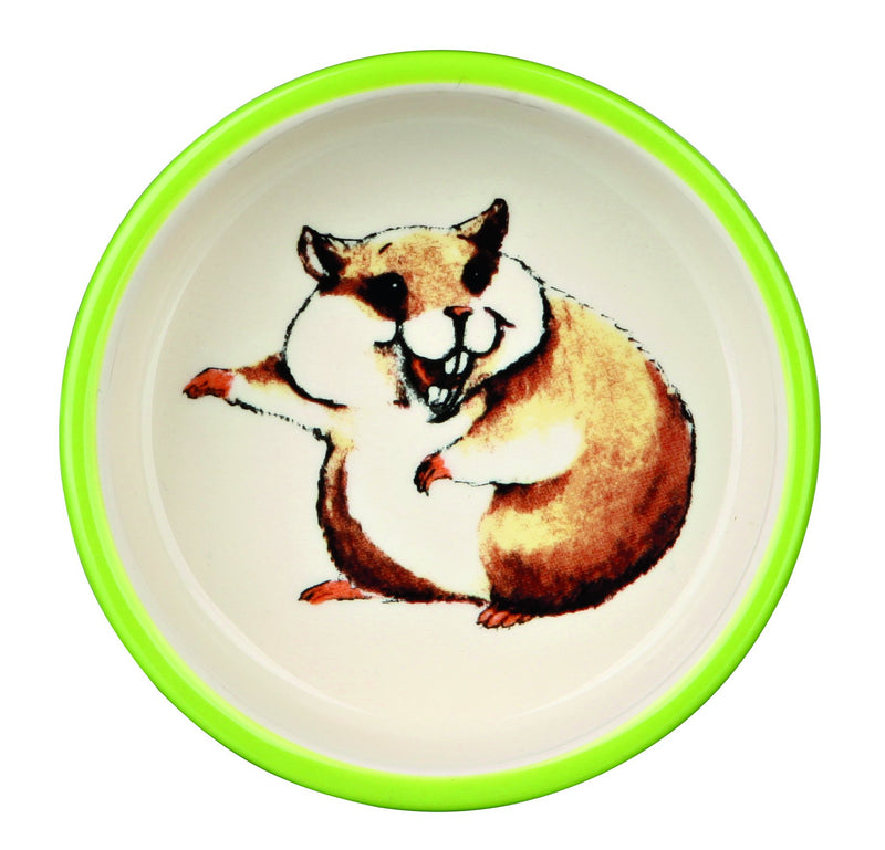 60801 Ceramic bowl for hamsters, 80 ml/diam. 8 cm, multi coloured/cream
