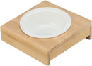 24538 Bowl with holder, ceramic/bamboo, 0.25 l/-Â· 12 cm/15 - 5 - 15 cm, white/ecru